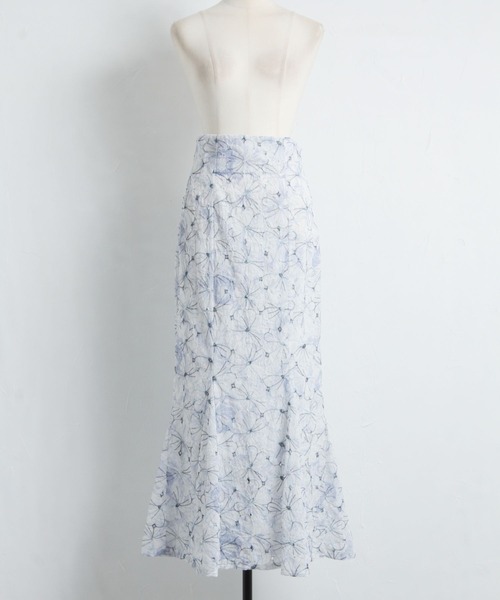 tocco closet（トッコ　クローゼット）の「フラワー刺繍×フラワープリントマーメイドスカート（スカート・レディース・ピンク/ブルー・M）」の5枚目の写真