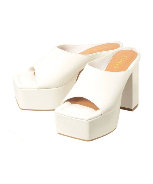 EVRIS(エヴリス)の「スクエアトゥチャンキーヒールサンダル(サンダル・レディース・ブラック/マスタード/ホワイト・SMALL/MEDIUM/LARGE)」の20枚目の写真