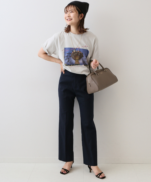 リネン混センタープレスストレートパンツ（その他パンツ