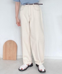 AS KNOW AS plus | ●ベルト付ゆるるカーブパンツ(デニムパンツ)