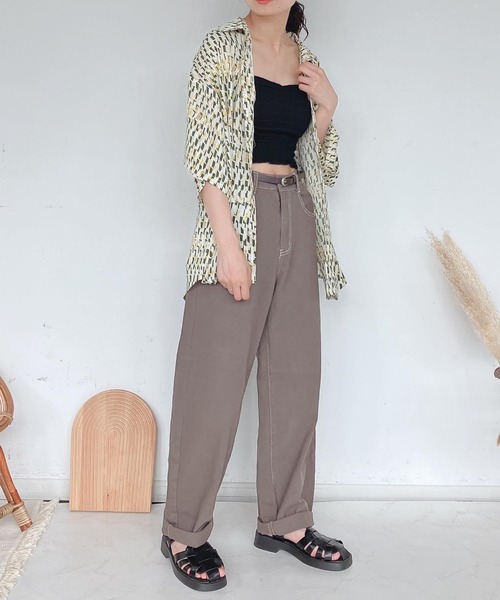 AS KNOW AS plus（アズノゥアズプラス）の「●ベルト付ゆるるカーブパンツ（デニムパンツ・レディース・キナリ/ブラック/ブラウン/グリーン/サックスブルー/レッド・FREE）」の20枚目の写真