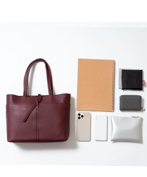HALEINE（アレンヌ）の「[HALEINE]牛革レザートートバッグ（トートバッグ・レディース・ブラック/カーキ/アイボリー/ボルドー・FREE）」の5枚目の写真