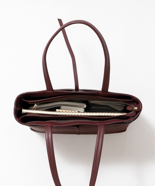 HALEINE（アレンヌ）の「[HALEINE]牛革レザートートバッグ（トートバッグ・レディース・ブラック/カーキ/アイボリー/ボルドー・FREE）」の6枚目の写真