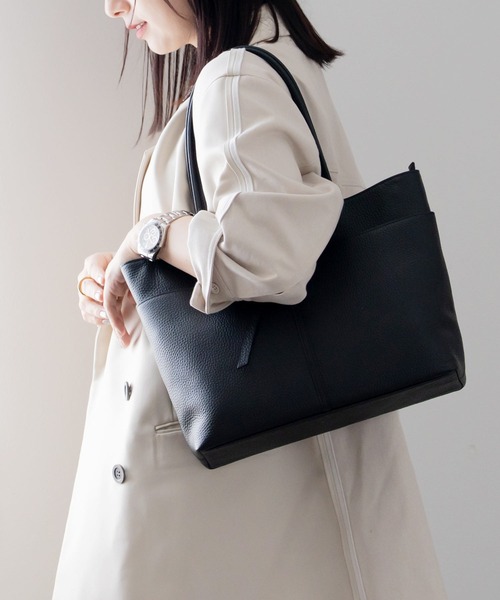 HALEINE（アレンヌ）の「[HALEINE]牛革レザートートバッグ（トートバッグ・レディース・ブラック/カーキ/アイボリー/ボルドー・FREE）」の17枚目の写真