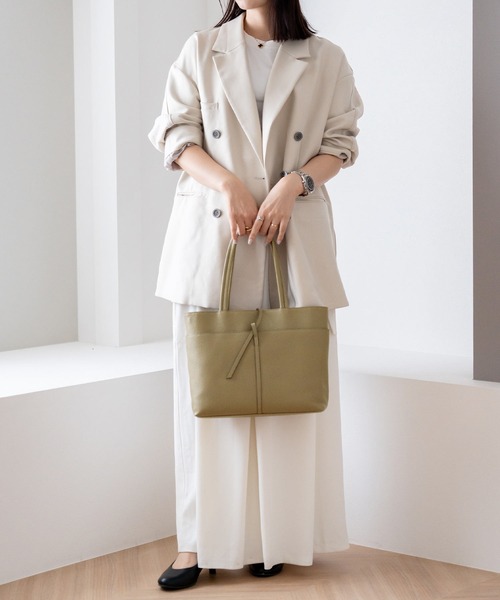 HALEINE（アレンヌ）の「[HALEINE]牛革レザートートバッグ（トートバッグ・レディース・ブラック/カーキ/アイボリー/ボルドー・FREE）」の22枚目の写真