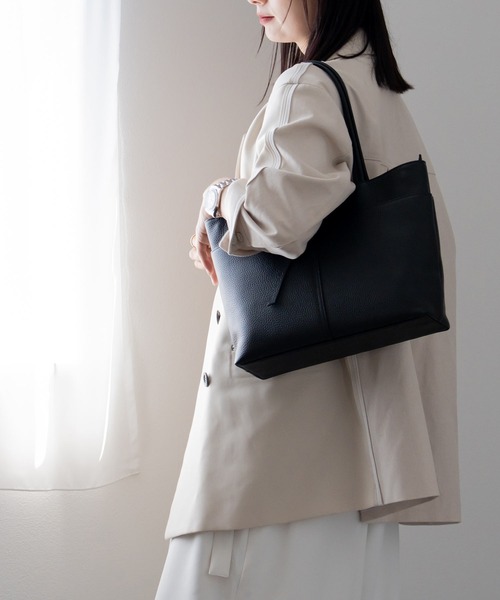 HALEINE（アレンヌ）の「[HALEINE]牛革レザートートバッグ（トートバッグ・レディース・ブラック/カーキ/アイボリー/ボルドー・FREE）」の19枚目の写真