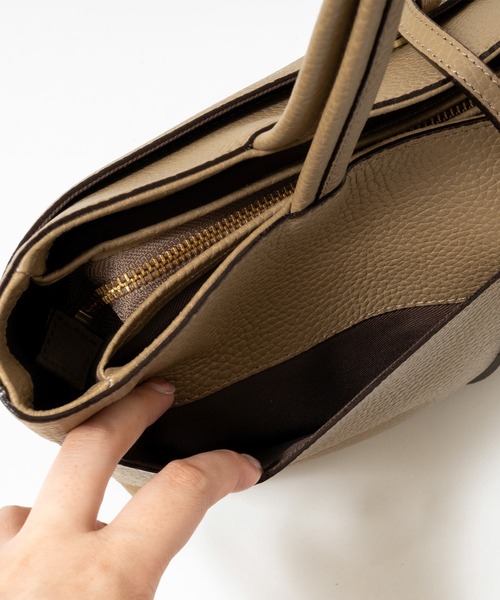 HALEINE（アレンヌ）の「[HALEINE]牛革レザートートバッグ（トートバッグ・レディース・ブラック/カーキ/アイボリー/ボルドー・FREE）」の14枚目の写真