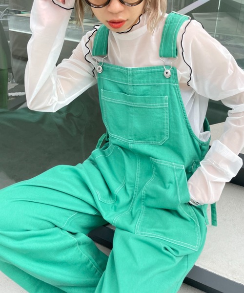 CIAOPANIC（チャオパニック）の「【HELLO.SANFRANCISCO/ハローサンフランシスコ】ヴィンテージカラーサロペット（サロペット/オーバーオール・レディース・ピンク/オレンジ/グリーン・FREE）」の14枚目の写真