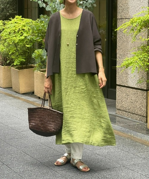 BEARDSLEY（ビアズリー）の「リネンフレンチテントワンピース（ワンピース・レディース・ネイビー/グリーン・FREE）」の3枚目の写真