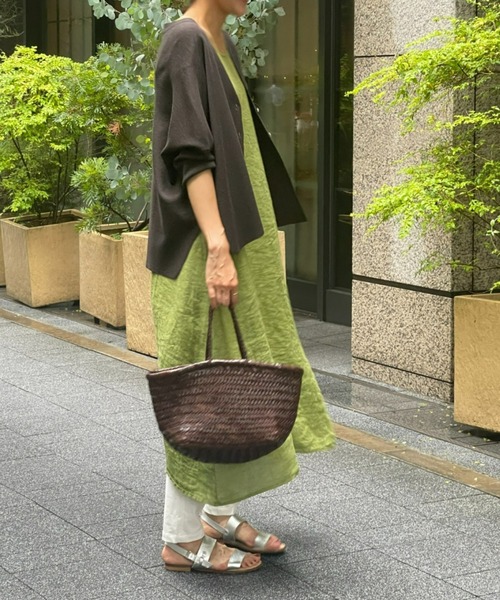 BEARDSLEY（ビアズリー）の「リネンフレンチテントワンピース（ワンピース・レディース・ネイビー/グリーン・FREE）」の5枚目の写真