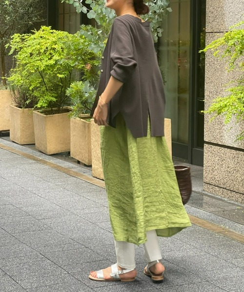 BEARDSLEY（ビアズリー）の「リネンフレンチテントワンピース（ワンピース・レディース・ネイビー/グリーン・FREE）」の8枚目の写真