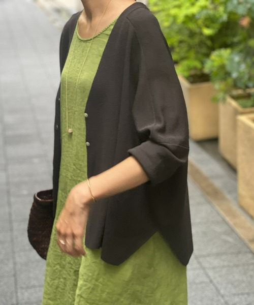 BEARDSLEY（ビアズリー）の「リネンフレンチテントワンピース（ワンピース・レディース・ネイビー/グリーン・FREE）」の9枚目の写真