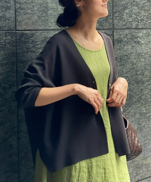 BEARDSLEY（ビアズリー）の「リネンフレンチテントワンピース（ワンピース・レディース・ネイビー/グリーン・FREE）」の16枚目の写真