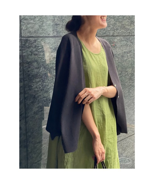 BEARDSLEY（ビアズリー）の「リネンフレンチテントワンピース（ワンピース・レディース・ネイビー/グリーン・FREE）」の17枚目の写真