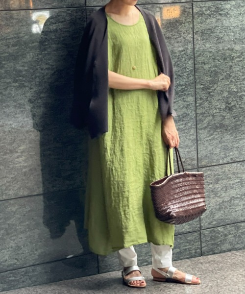 BEARDSLEY（ビアズリー）の「リネンフレンチテントワンピース（ワンピース・レディース・ネイビー/グリーン・FREE）」の18枚目の写真