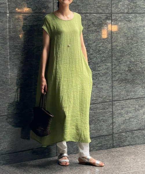 BEARDSLEY（ビアズリー）の「リネンフレンチテントワンピース（ワンピース・レディース・ネイビー/グリーン・FREE）」の22枚目の写真