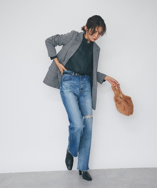 RIVE DROITE（リヴドロワ）の「繊細さと甘さのバランスが◎/ソフトボイルフリルカラーブラウス（シャツ/ブラウス・レディース・オフホワイト/ブラック・FREE）」の18枚目の写真