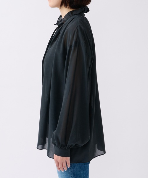 RIVE DROITE（リヴドロワ）の「繊細さと甘さのバランスが◎/ソフトボイルフリルカラーブラウス（シャツ/ブラウス・レディース・オフホワイト/ブラック・FREE）」の21枚目の写真