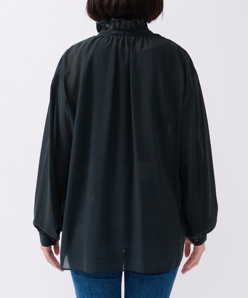 RIVE DROITE（リヴドロワ）の「繊細さと甘さのバランスが◎/ソフトボイルフリルカラーブラウス（シャツ/ブラウス・レディース・オフホワイト/ブラック・FREE）」の22枚目の写真