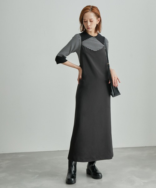 ROPE' PICNIC(ロペピクニック)の「【WEB限定】タイダイ風プリント&無地バックレースアップキャミワンピース(ワンピース・レディース・ブラック/ダークブラウン・38)」の4枚目の写真