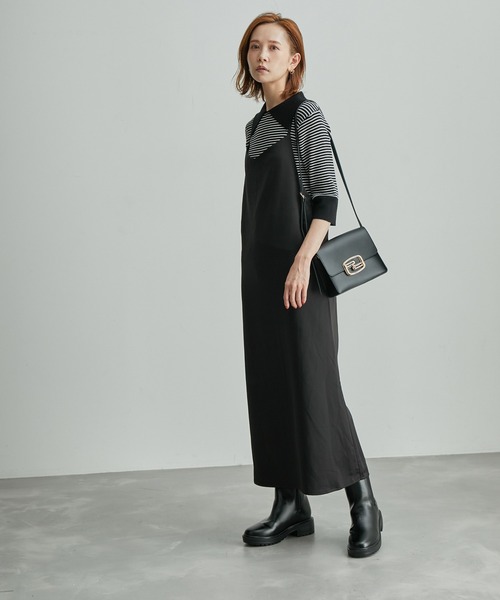 ROPE' PICNIC(ロペピクニック)の「【WEB限定】タイダイ風プリント&無地バックレースアップキャミワンピース(ワンピース・レディース・ブラック/ダークブラウン・38)」の8枚目の写真