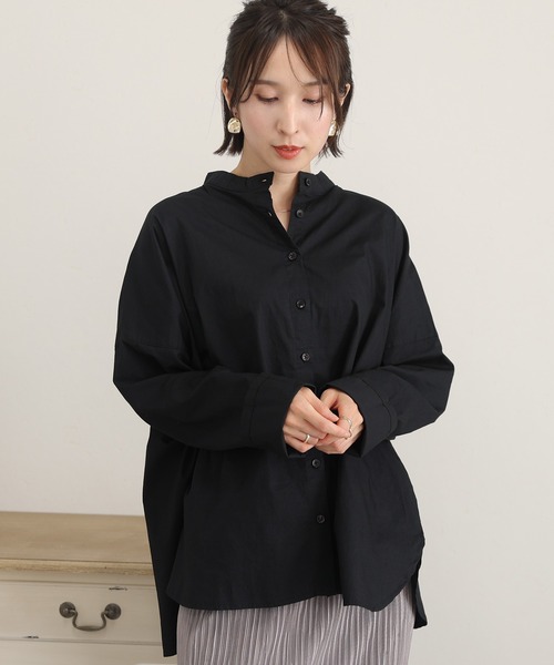 ElegChic（エレグシック）の「プレーンスリーブルーズシャツ（シャツ/ブラウス・レディース・オフホワイト/ライトグレー/ブラック/グレイッシュブルー・M/4L/XL）」の3枚目の写真