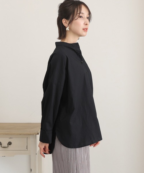 ElegChic（エレグシック）の「プレーンスリーブルーズシャツ（シャツ/ブラウス・レディース・オフホワイト/ライトグレー/ブラック/グレイッシュブルー・M/4L/XL）」の22枚目の写真