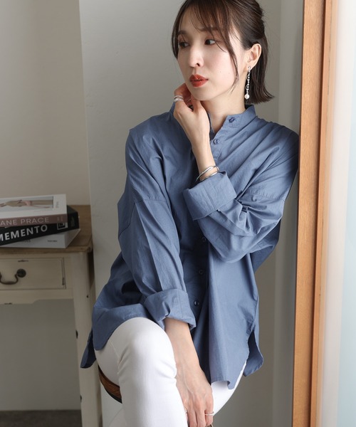 ElegChic（エレグシック）の「プレーンスリーブルーズシャツ（シャツ/ブラウス・レディース・オフホワイト/ライトグレー/ブラック/グレイッシュブルー・M/4L/XL）」の11枚目の写真