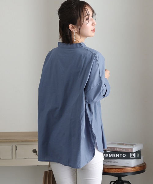ElegChic（エレグシック）の「プレーンスリーブルーズシャツ（シャツ/ブラウス・レディース・オフホワイト/ライトグレー/ブラック/グレイッシュブルー・M/4L/XL）」の13枚目の写真