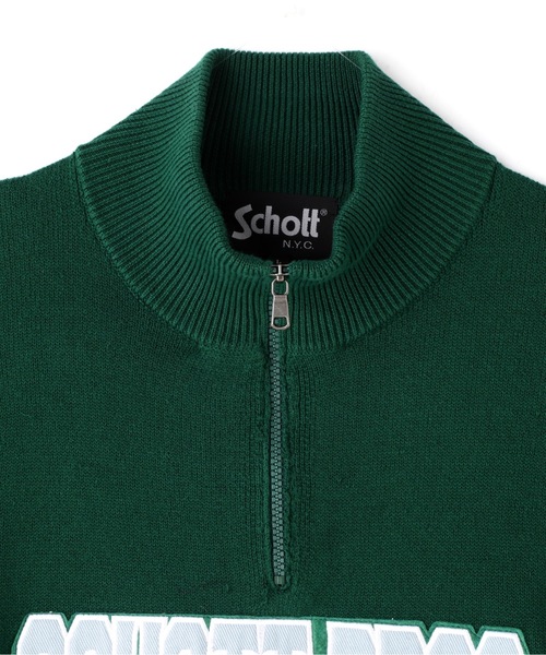 schott（ショット）の「【WEB LIMITED】Schott/ショット COTTON SWEATER COLLEGE PATCH/コットンセーターカレッジパッチ（ニット/セーター・メンズ・ブラック/グリーン・MEDIUM/LARGE/X-LARGE）」の7枚目の写真