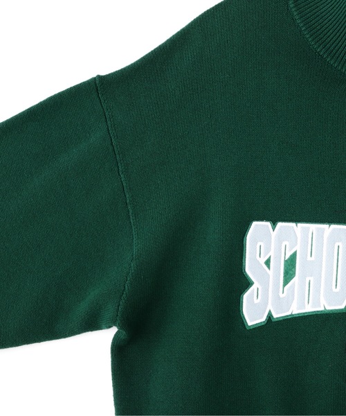 schott（ショット）の「【WEB LIMITED】Schott/ショット COTTON SWEATER COLLEGE PATCH/コットンセーターカレッジパッチ（ニット/セーター・メンズ・ブラック/グリーン・MEDIUM/LARGE/X-LARGE）」の8枚目の写真