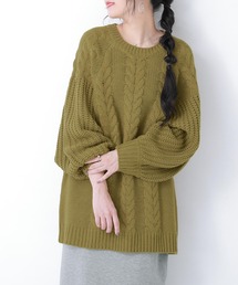 osharewalker | 『ボリューム袖ケーブルチュニックニット』(ニット/セーター)