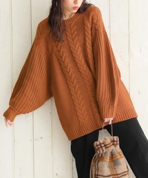 osharewalker | 『ボリューム袖ケーブルチュニックニット』(ニット/セーター)