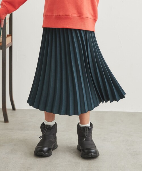 coen(コーエン)の「ウールライクプリーツスカート(スカート・キッズ・マスタード/ダークグリーン・150/130/110)」の4枚目の写真