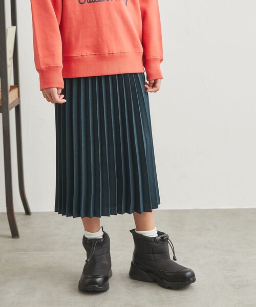 coen(コーエン)の「ウールライクプリーツスカート(スカート・キッズ・マスタード/ダークグリーン・150/130/110)」の13枚目の写真