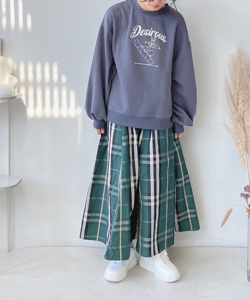 AS KNOW AS plus（アズノゥアズプラス）の「♪BIGチェックメモリフレアスカート（スカート・レディース・グリーン/ネイビー/チャコールグレー・FREE）」の13枚目の写真