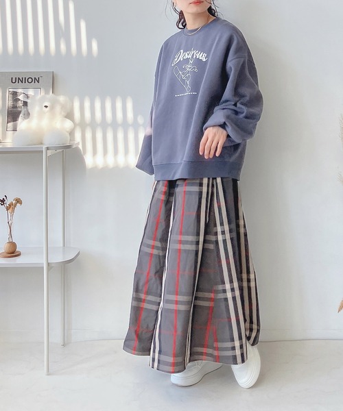 AS KNOW AS plus（アズノゥアズプラス）の「♪BIGチェックメモリフレアスカート（スカート・レディース・グリーン/ネイビー/チャコールグレー・FREE）」の19枚目の写真