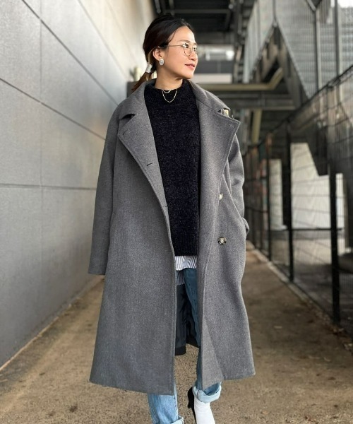 ♡新品未使用♡MONNALISA♡ロングコート　グレー HONEYSUCKLE ROSE（ハニーサックルローズ）の「【HONEYSUCKLE ROSE