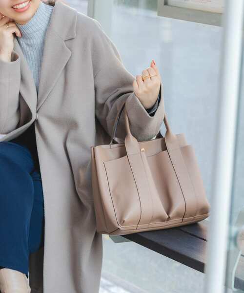 RODE SKO（ロデスコ）の「ダブルポケットトートバッグ（トートバッグ・レディース・ブラック/グレー系その他/ホワイト系その他・ONE）」の3枚目の写真