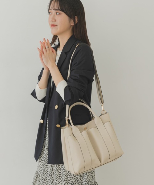 RODE SKO（ロデスコ）の「ダブルポケットトートバッグ（トートバッグ・レディース・ブラック/グレー系その他/ホワイト系その他・ONE）」の7枚目の写真