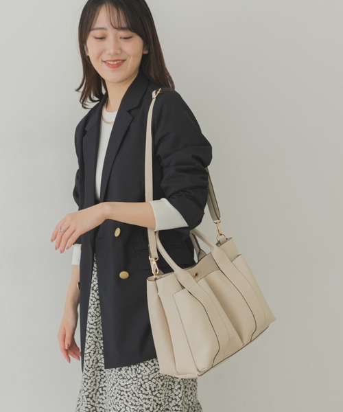 RODE SKO（ロデスコ）の「ダブルポケットトートバッグ（トートバッグ・レディース・ブラック/グレー系その他/ホワイト系その他・ONE）」の14枚目の写真