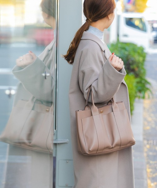 RODE SKO（ロデスコ）の「ダブルポケットトートバッグ（トートバッグ・レディース・ブラック/グレー系その他/ホワイト系その他・ONE）」の8枚目の写真