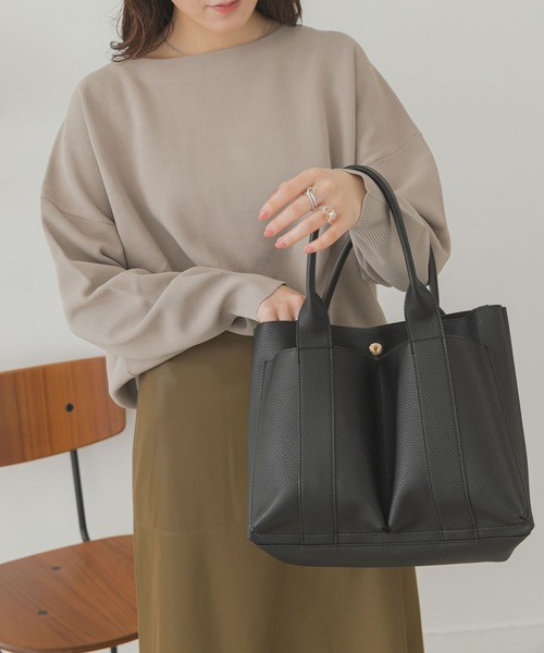 RODE SKO（ロデスコ）の「ダブルポケットトートバッグ（トートバッグ・レディース・ブラック/グレー系その他/ホワイト系その他・ONE）」の20枚目の写真