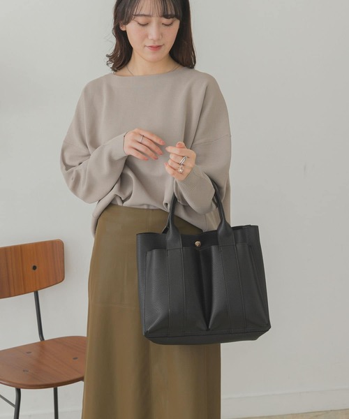 RODE SKO（ロデスコ）の「ダブルポケットトートバッグ（トートバッグ・レディース・ブラック/グレー系その他/ホワイト系その他・ONE）」の6枚目の写真