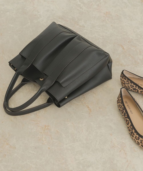 RODE SKO（ロデスコ）の「ダブルポケットトートバッグ（トートバッグ・レディース・ブラック/グレー系その他/ホワイト系その他・ONE）」の10枚目の写真