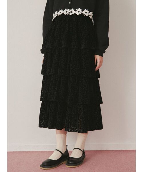 merry jenny(メリージェニー)の「flowerオパールティアードスカート(スカート・レディース・ブラック/アイボリー・FREE)」の7枚目の写真