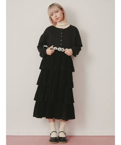 merry jenny(メリージェニー)の「flowerオパールティアードスカート(スカート・レディース・ブラック/アイボリー・FREE)」の8枚目の写真