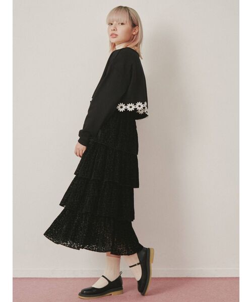 merry jenny(メリージェニー)の「flowerオパールティアードスカート(スカート・レディース・ブラック/アイボリー・FREE)」の9枚目の写真