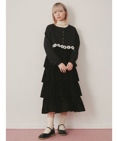 merry jenny(メリージェニー)の「flowerオパールティアードスカート(スカート・レディース・ブラック/アイボリー・FREE)」の10枚目の写真