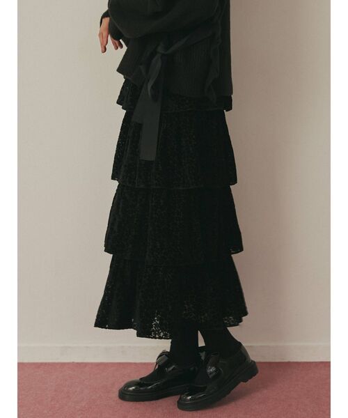 merry jenny(メリージェニー)の「flowerオパールティアードスカート(スカート・レディース・ブラック/アイボリー・FREE)」の13枚目の写真